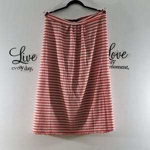 Orange and white striped midi skirt - 213